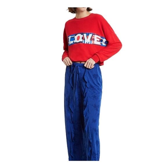 DESIGUAL NWT Sweat Rib Olympia Red Love Top Size US XS - Picture 3 of 12